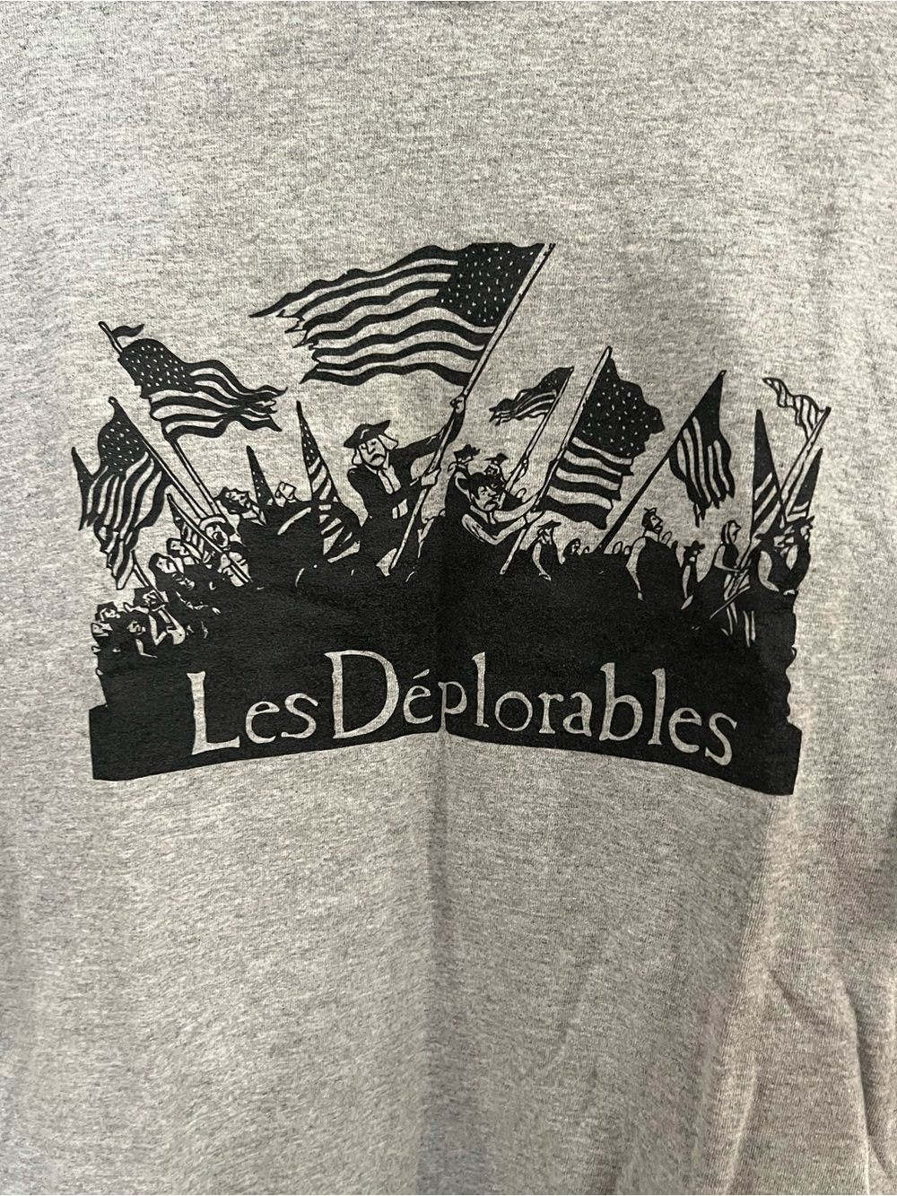Les Deplorables Grey Crewneck T-Shirt with Black Graphic